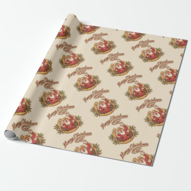 Cowboy Santa Claus Geschenkpapier (Ungerollt)