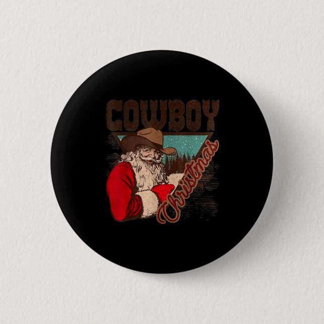 Cowboy Santa Claus Merry Christmas Western Country Button (Vorderseite)