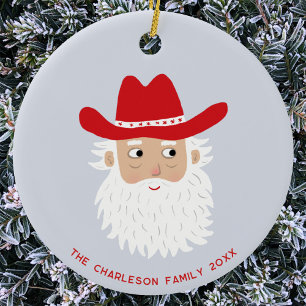 Cowboy Santa Claus Weihnachtsbenutzertext Keramik Ornament
