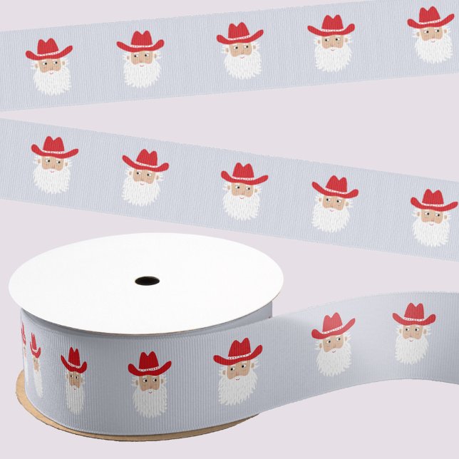 Cowboy Santa Claus Western Christmas Ripsband (Fun Cowboy Santa Claus Western Christmas Holiday ribbon)