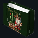 Cowboy Santa Happy Christmas Desert Cactus Pistol Große Geschenktüte<br><div class="desc">Für den Western Typ oder Gal,  hier ist die perfekte Geschenktasche mit einem Western gekleidet Weihnachtsmann. Sieht aus,  als wäre er in der Wüste,  mit seiner Pistole,  die einen Kakteen abwehrt. Vielleicht verließ er etwas für die Person,  für die Sie diese Tasche kaufen. Gold Glücklicher Weihnachtstext.</div>