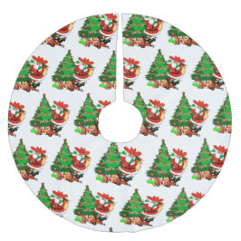 Cowboy Santa mit Bäumen und Western Geschenke Polyester Weihnachtsbaumdecke