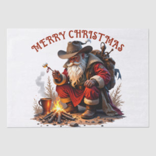 Cowboy Santa: Rustikale Weihnachtsgrafik am Lagerf Seidenpapier