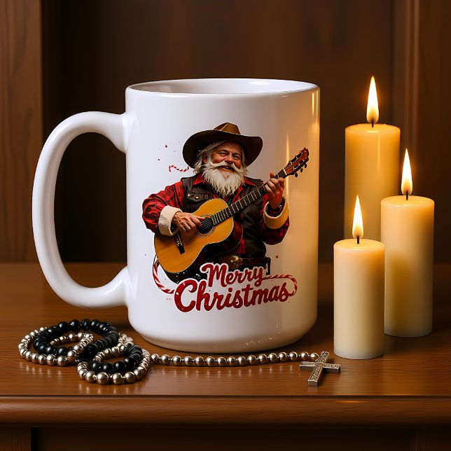 Cowboy-Santa singt Weihnachtslied Kaffeetasse (Von Creator hochgeladen)