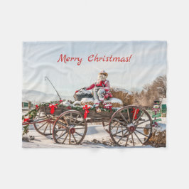 Cowboy Santa - Wagon mit Hay Bales Fleecedecke