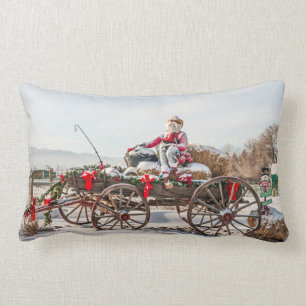 Cowboy Santa - Wagon mit Hay Bales Lendenkissen