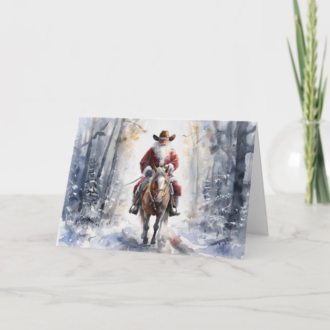 Cowboy Santa Weihnachtskarte Dankeskarte (Vorderseite)