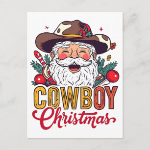 Cowboy-Santa-Western-Weihnachten-Rodeo-PNG-Design Postkarte