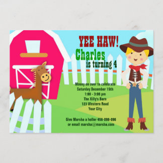 Cowboy-Scheune-Hof - Einladung zum Geburtstag