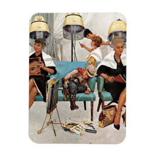 Cowboy schlafend im Schönheits-Salon Magnet