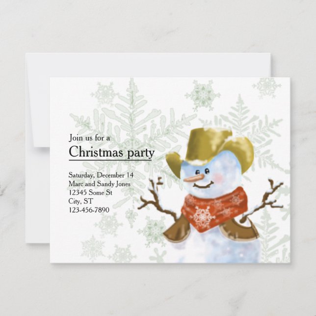Cowboy-Schneemann-Weihnachtseinladung Einladung (Vorderseite)