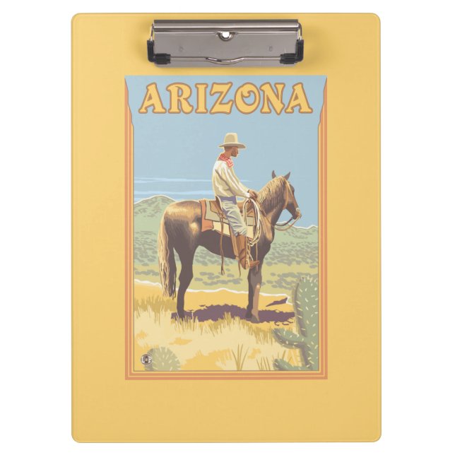 Cowboy (Seitenansicht) Arizona Klemmbrett (Vorderseite)