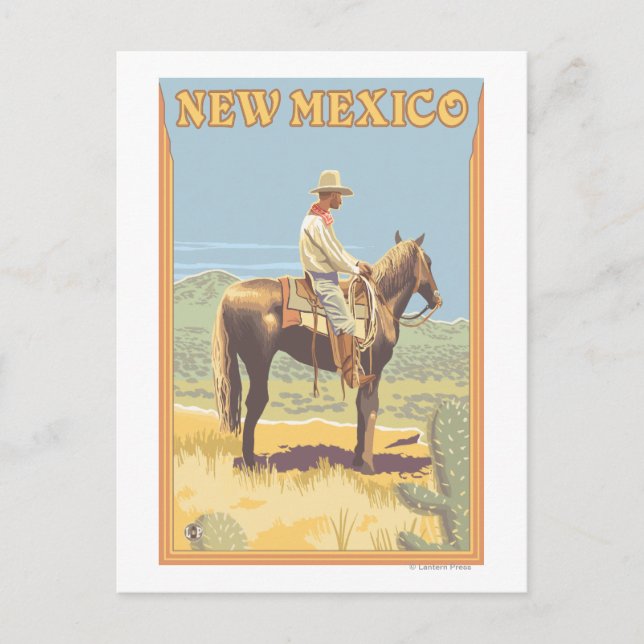 Cowboy (Seitenansicht)New Mexico Postkarte (Vorderseite)