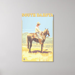 Cowboy (Seitenansicht) South Dakota Leinwanddruck