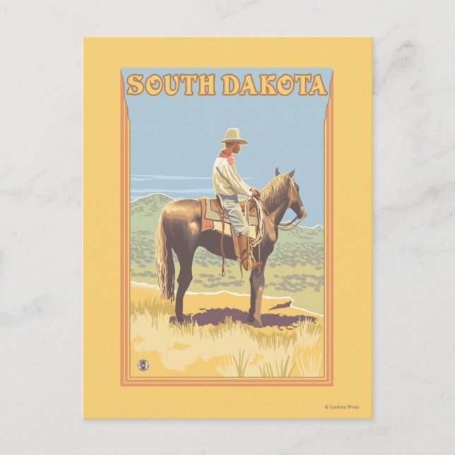 Cowboy (Seitenansicht)Süddakota Postkarte (Vorderseite)