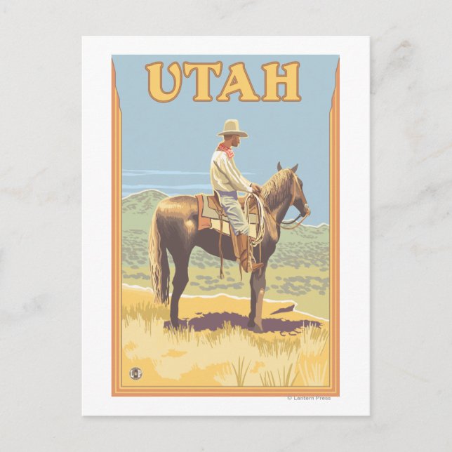 Cowboy (Seitenansicht)Utah Postkarte (Vorderseite)