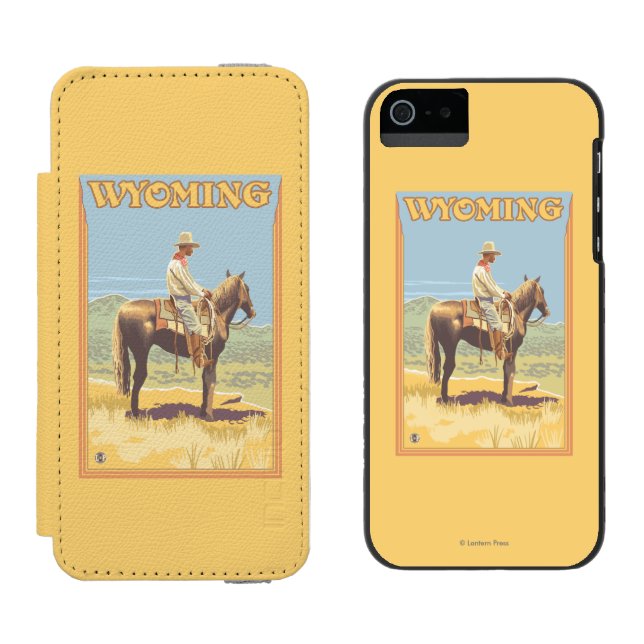 Cowboy (Seitenansicht) Wyoming Incipio iPhone Geldbeutel-Hülle (Seite an Seite)