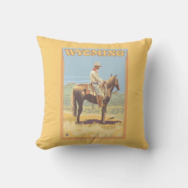 Cowboy (Seitenansicht) Wyoming Kissen (Vorderseite)