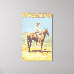 Cowboy (Seitenansicht) Wyoming Leinwanddruck