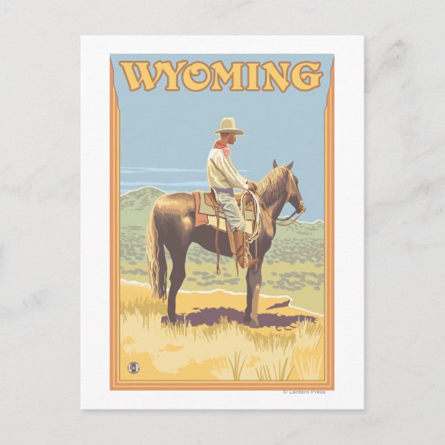Cowboy (Seitenansicht)Wyoming Postkarte (Vorderseite)