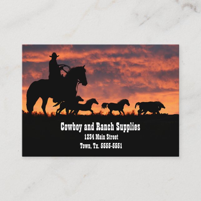 Cowboy Services oder Ranch Reitpferde Visitenkarte (Vorderseite)