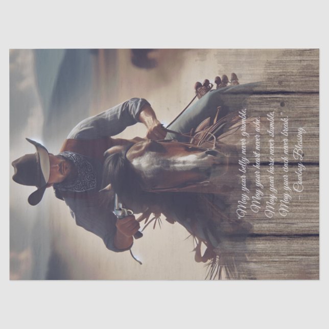 Cowboy Sessing Western Man Horse Seidenpapier (Vorderseite)
