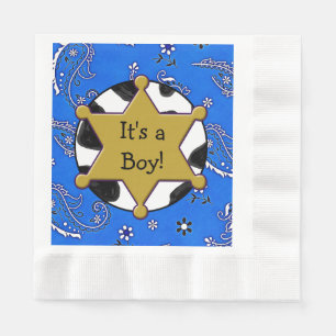 Cowboy-Sheriff-Abzeichen-Baby-Duschen-Servietten Serviette