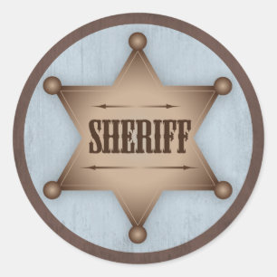 Cowboy Sheriff Abzeichen Western Babydusche Runder Aufkleber