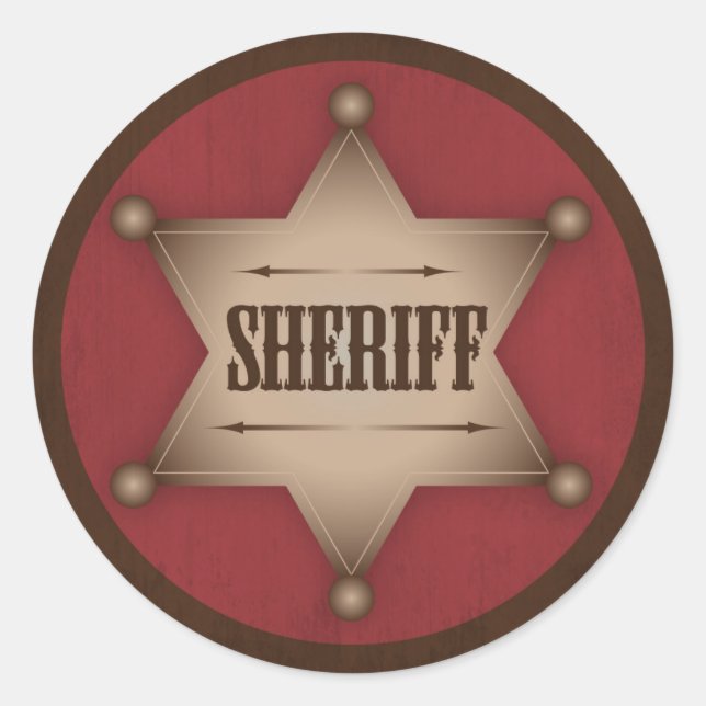 Cowboy Sheriff Abzeichen Western Babydusche Runder Aufkleber (Vorderseite)