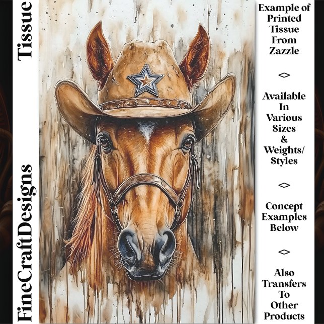 Cowboy Sheriff Kastanienpferd in Hat DD6 Decoupage Seidenpapier (Von Creator hochgeladen)