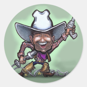 Cowboy singen runder aufkleber
