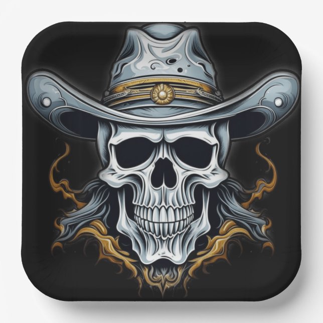 Cowboy Skeleton Pappteller (Vorderseite)