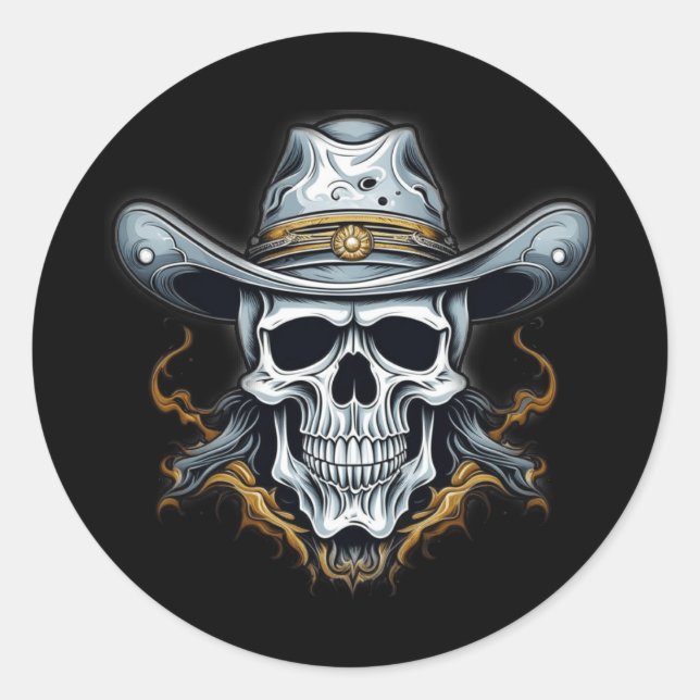 Cowboy Skeleton Runder Aufkleber (Vorderseite)