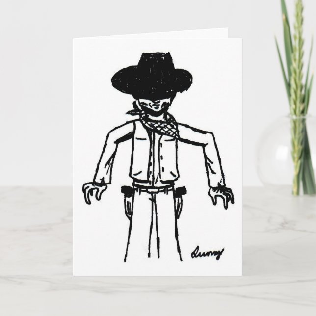 Cowboy Sketch Grußkarte Karte (Vorderseite)