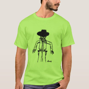 Cowboy-Skizze-erwachsener grundlegender T - Shirt