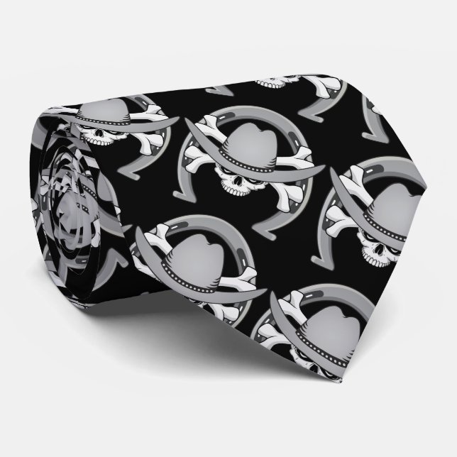 Cowboy Skull Horseshoe Krawatte (Gerollt)