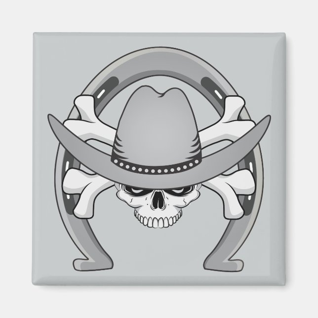 Cowboy Skull Horseshoe Magnet (Vorne)