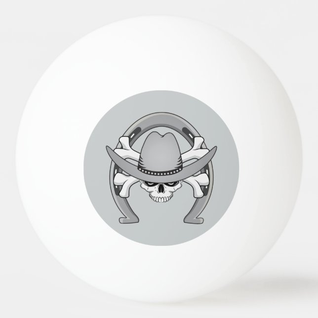 Cowboy Skull Horseshoe Tischtennisball (Vorderseite)