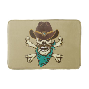 Cowboy Skull und Crossbones Badematte