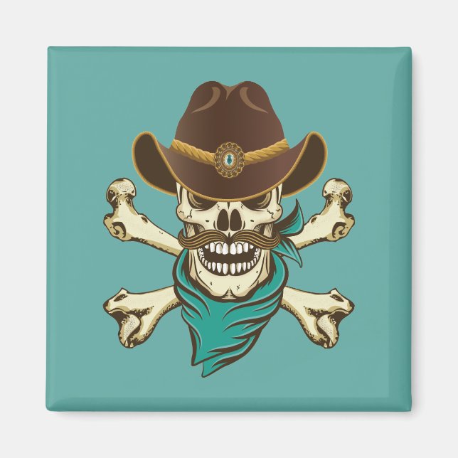 Cowboy Skull und Crossbones Magnet (Vorne)