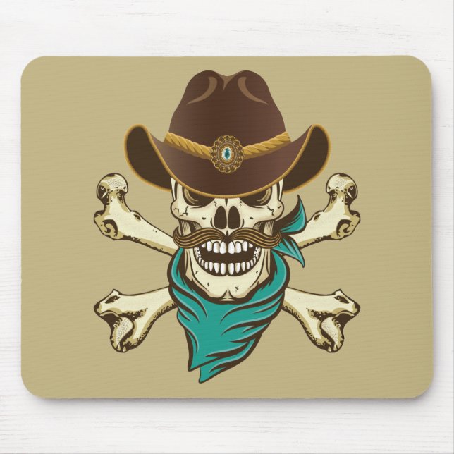 Cowboy Skull und Crossbones Mousepad (Vorne)