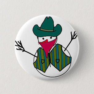 Cowboy Snowman Bandit Button