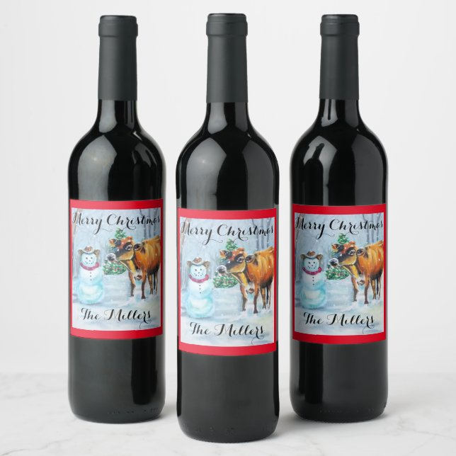 Cowboy Snowman Flasche Set für Lebensmittel und Ge Weinetikett (Flaschen)
