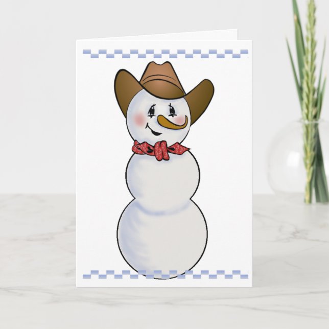 Cowboy Snowman mit Red Bandana Feiertagskarte (Vorderseite)