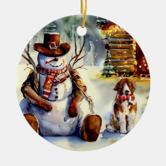 Cowboy Snowman Ornement de Noël (Devant)