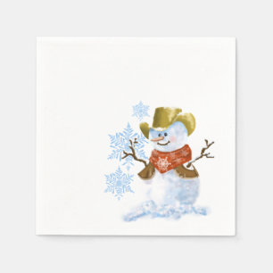 Cowboy Snowman Paper Napkin Serviette