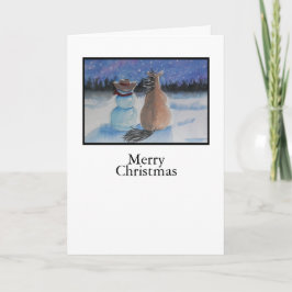Cowboy Snowman & Pferd Weihnachten Winter Szene