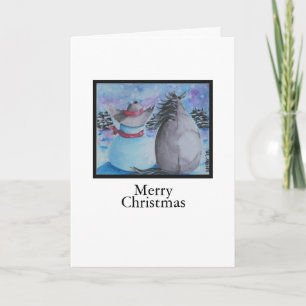 Cowboy Snowman & Pferd Weihnachten Winter Szene