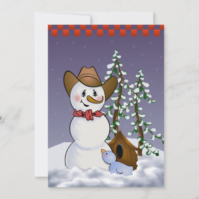 Cowboy Snowman Silvester Party Einladung (Vorderseite)