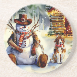 Cowboy Snowman Weihnachts-Untersetzer Getränkeuntersetzer